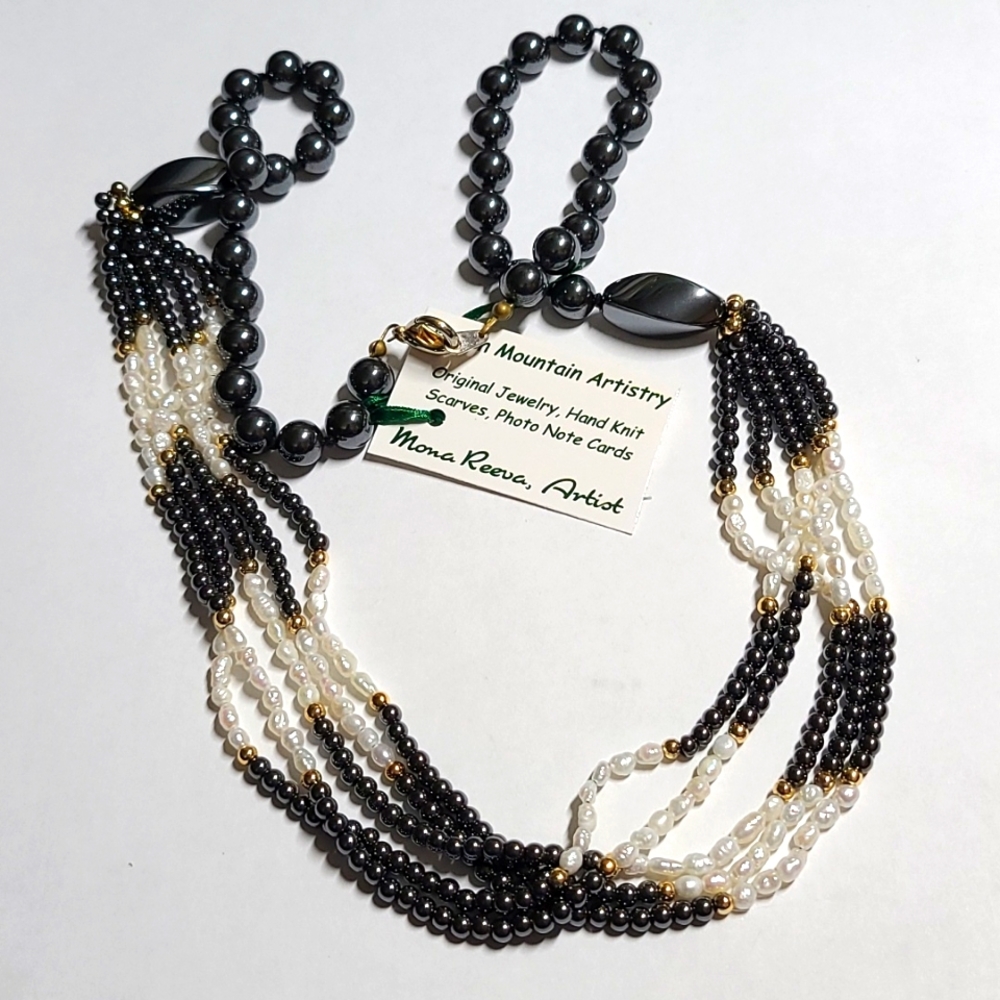 Vintage Hematite and Pearl Necklace